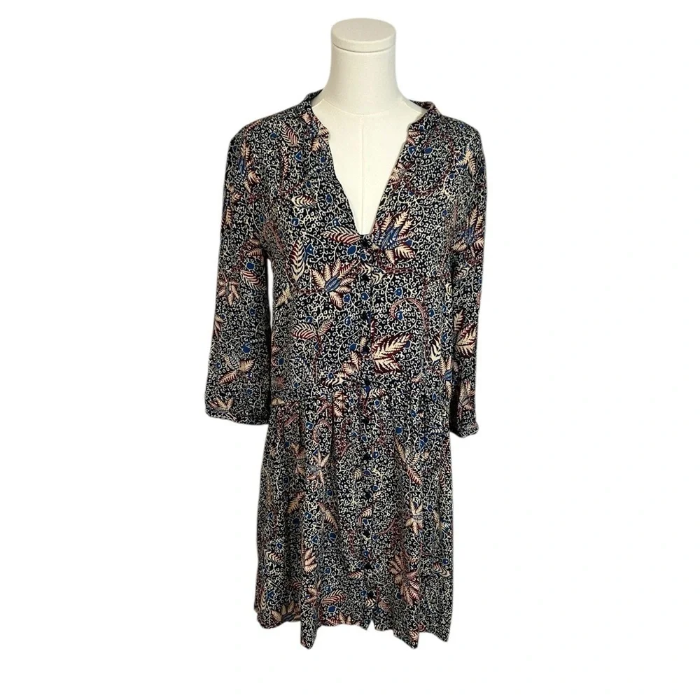 Ba&Sh Long Sleeve Multi Color Floral Mini Shirt Dress Size Medium